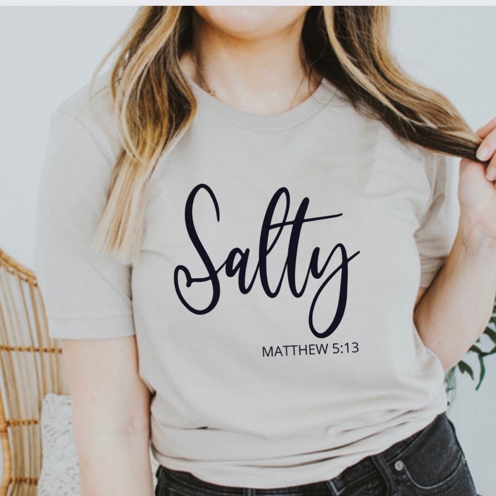 Salty Matthew 5:13 Crew Neck Short Sleeve Tee Shirt
